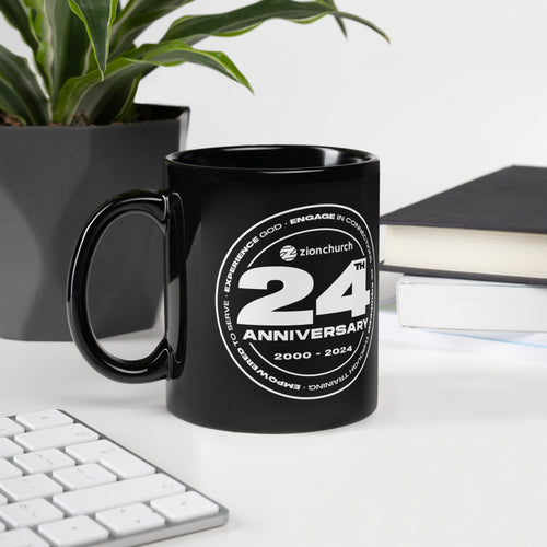 Zion 24th Anniversary Black Glossy Mug