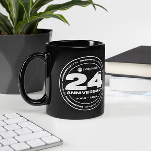 Zion 24th Anniversary Black Glossy Mug