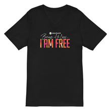 Load image into Gallery viewer, Because He Lives 2024 I am Free Unisex Short Sleeve V-Neck Tee