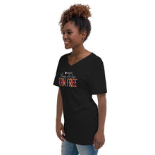 Load image into Gallery viewer, Because He Lives 2024 I am Free Unisex Short Sleeve V-Neck Tee