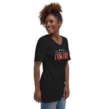 Load image into Gallery viewer, Because He Lives 2024 I am Free Unisex Short Sleeve V-Neck Tee