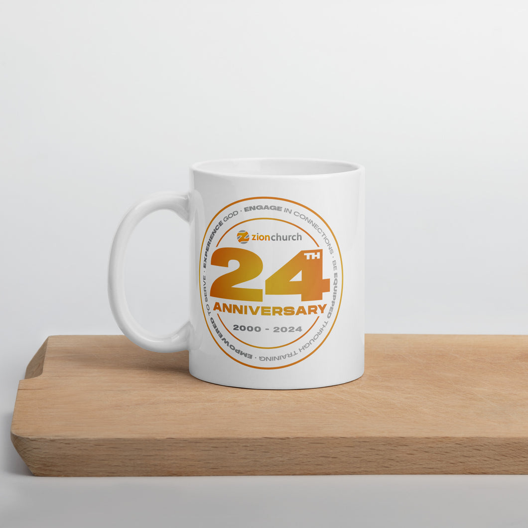 Zion 24th Anniversary White glossy mug